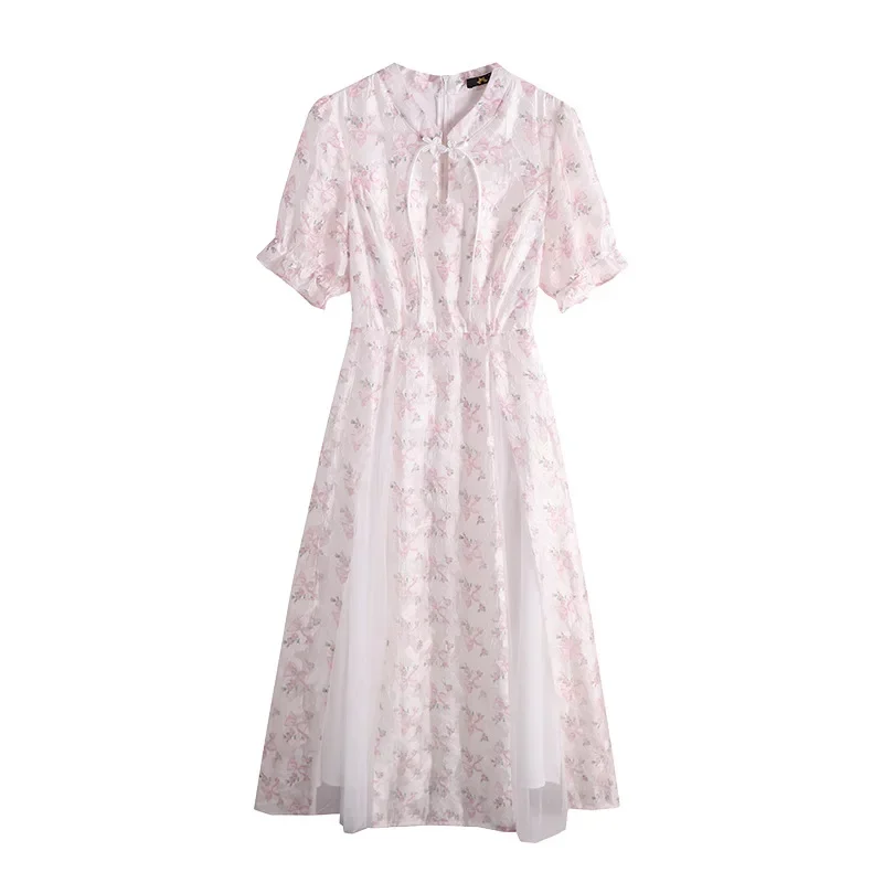 

60-175 KGS Plus Size Women's Retro Girl Slit Floral Dress Fat Mm Summer New Tea Break Skirt