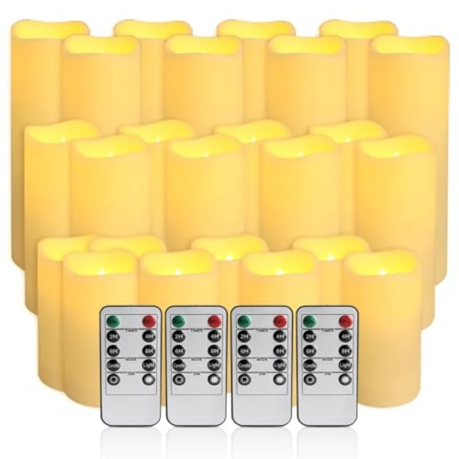 

24-Pack LED Flameless Candles with Remote Control -Remote flameless Candles- Timer Candles -3D Flame Perfect for Halloween Chri