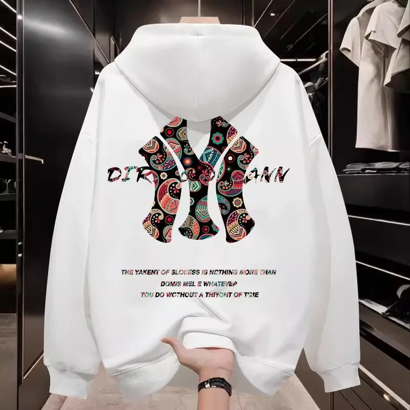 2026 New Men's Autumn/Winter Loose Crew-Neck Hoodie American-Style Edgy/Cool Streetwear Y2K Pullover