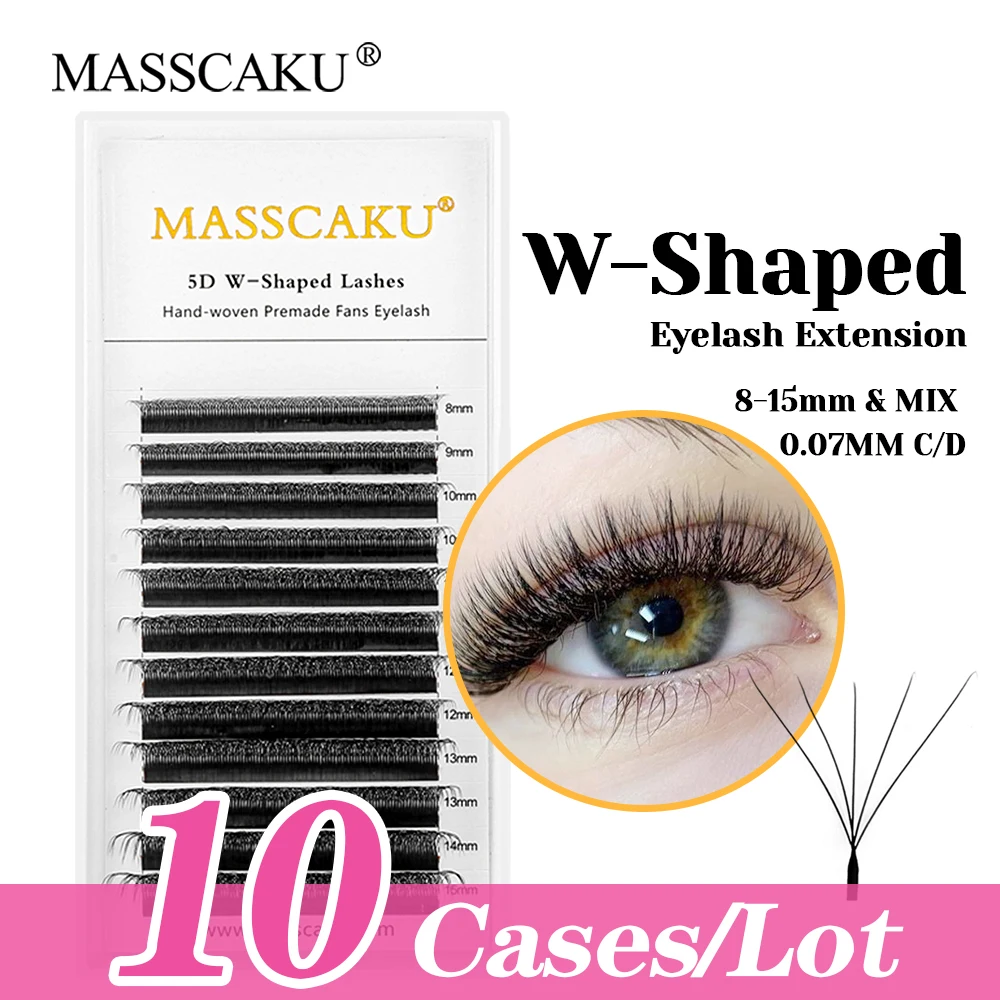 

10cases/lot New Design MASSSCAKU Fluffy Premade Volume Fan Lashes Rapid Grafting 6D 7D 8D 9D 10D W Shaped Lash with Rich Styling