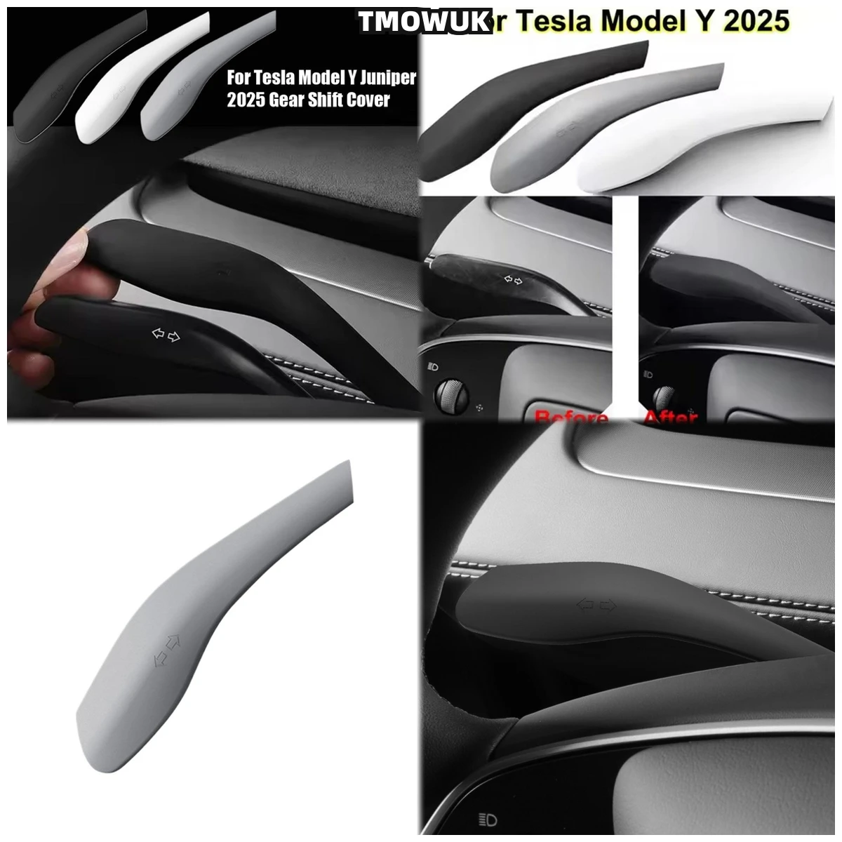

Premium Steering Wheel Gear Shift Cover For Tesla Model Y Juniper 2025