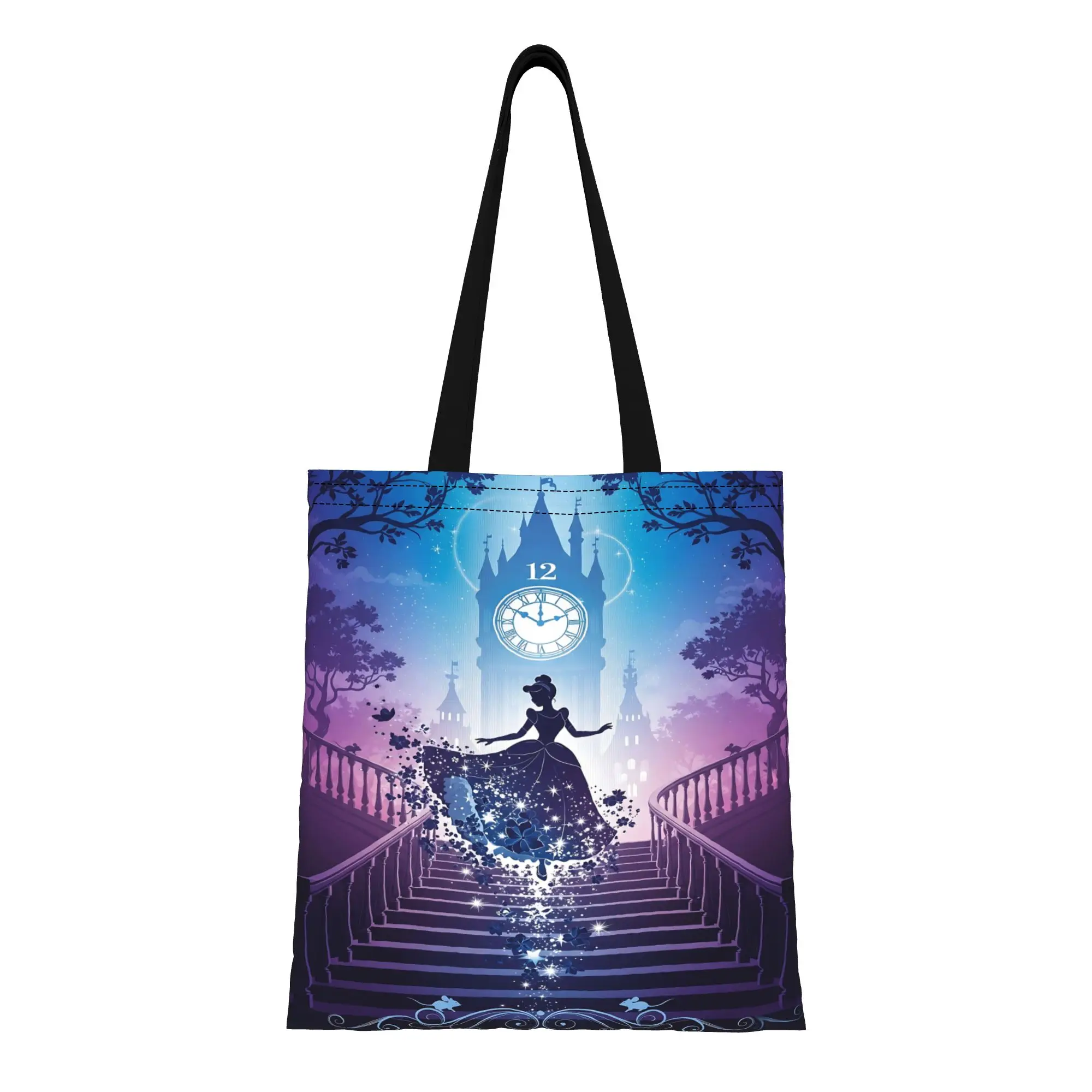 

1 шт., многоразовая двусторонняя холщовая сумка-тоут с изображением Золушки из мультфильма Дисней ко Дню святого Валентина, сумка через плечо с изображением принцессы Диснея