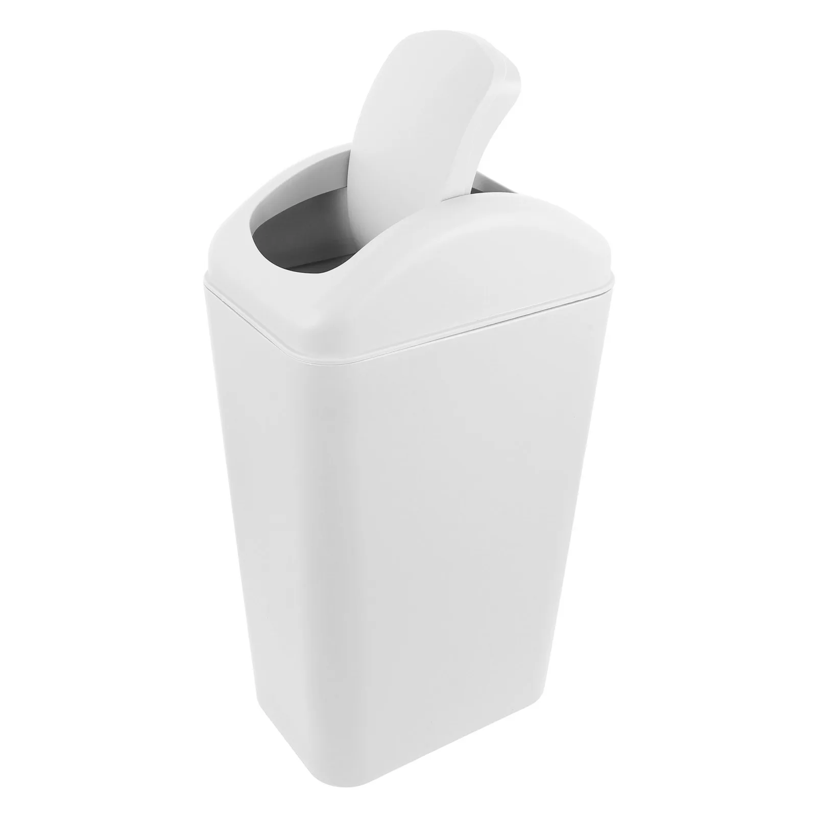 

Swing Lid Trash Can 8L Slim Plastic Garbage Bin for Bathroom Kitchen Compact Space Wastebasket Bin for Bathroom