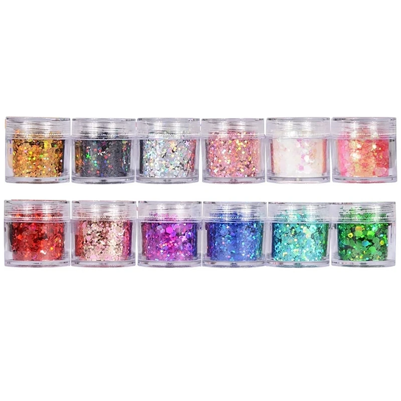 

12Pcs 3D Mirror Nail Art Mermaid Glitter Hexagon Paillette Sequins Flakes Sparkling Sequins Manicure Decoration Tips