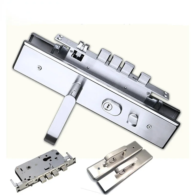 High quality, stainless steel security door lock panel handle and body,silent tongue,lock parts/accessories