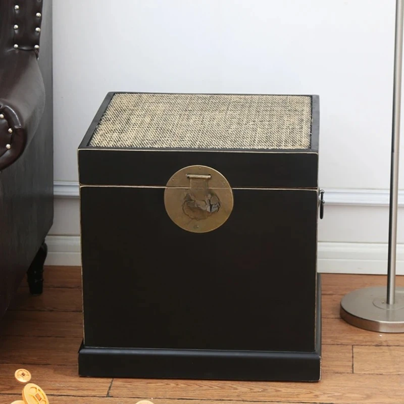 New Chinese Furniture Solid Wood Storage Box Sofa Side Table Storage Box