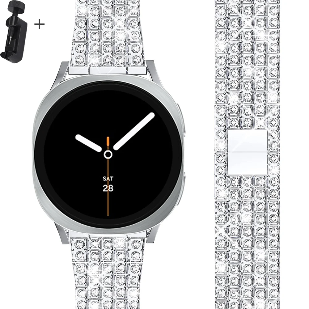 

Роскошный ремешок с бриллиантами для Samsung Galaxy Watch 8, ремешок 40 мм, 44 мм, прочный браслет из нержавеющей стали correa galaxy watch 8 classic