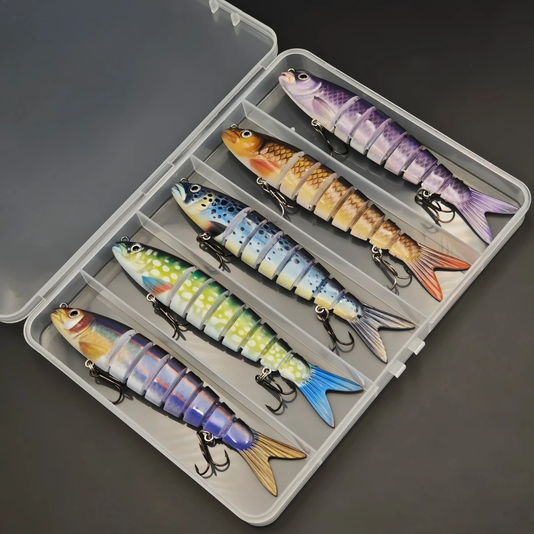 

8-Jointed Sinking Hard Lure Set - Bionic Fishing Bait with Storage Box for Freshwater Saltwater Predator Fishing