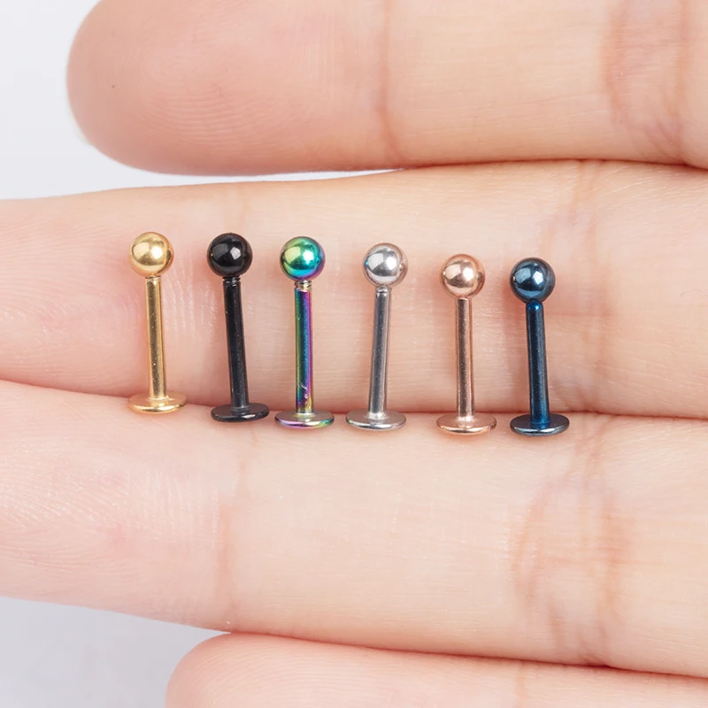 1pc 16G Stainless Steel Tongue & Ear Studs - Plated Spherical Body Piercing Jewelry, Fashionable Ball Piercings for Men & Women image 3