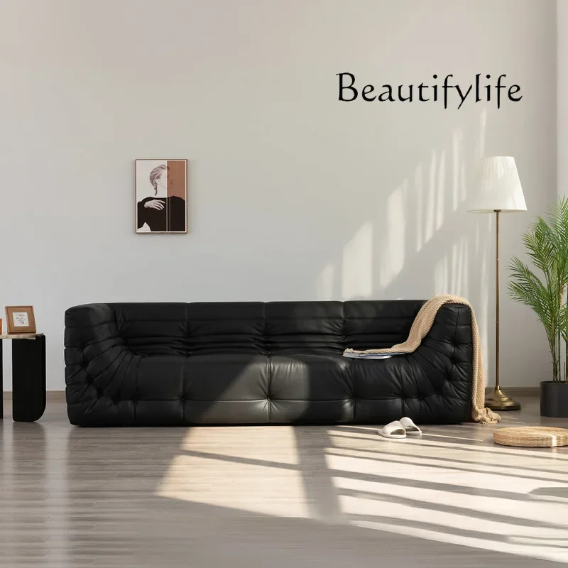 X35 Nordic Antique Black Waterproof Cat Scratch Resistant Double Leather Sofa تحف كبيره للمنزل