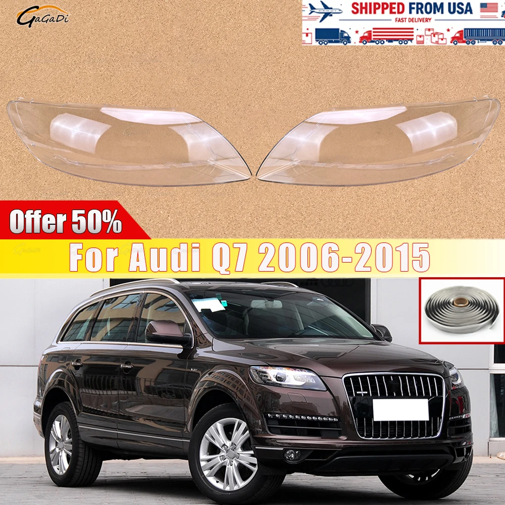 

Auto Headlamp Lampshade Housing With 2Pcs Rubber Strips Fit For Audi Q7 2006 To 2015 OEM 4L0941029 4L0941030 Lamp Shell Parts