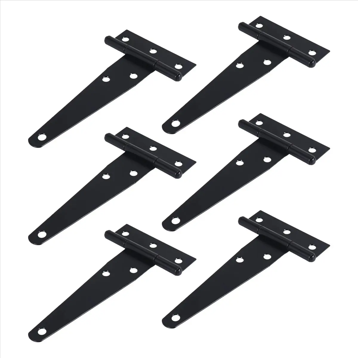 (N21R] 6 PCS 4 Inch T-Strap Hinges Rustic Gate Strap Hinge Rustproof Gate Door Black Hinges for , Fence and Barn