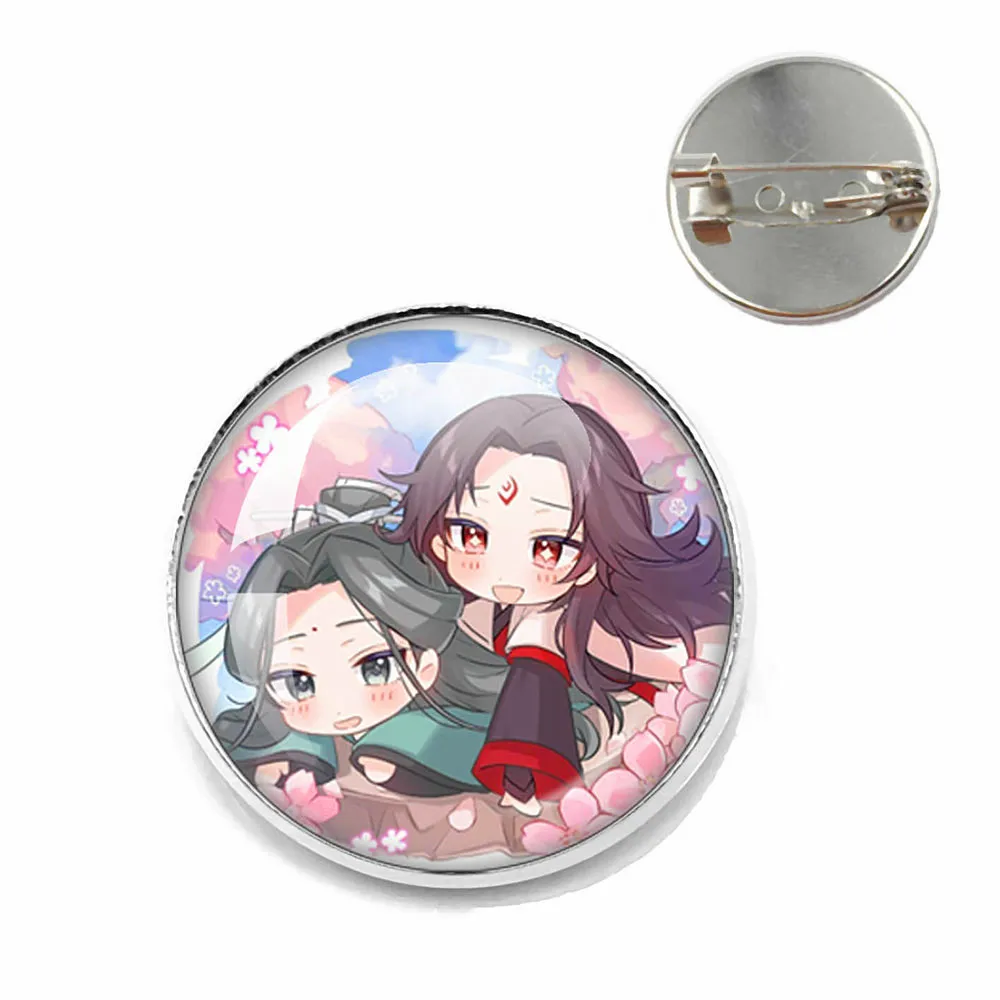 Anime The Scum Villain Self-Saving System Shen Qingqiu Luo Binghe Q-version Cosplay Glass Cabochon Brooch Custom Jewelry