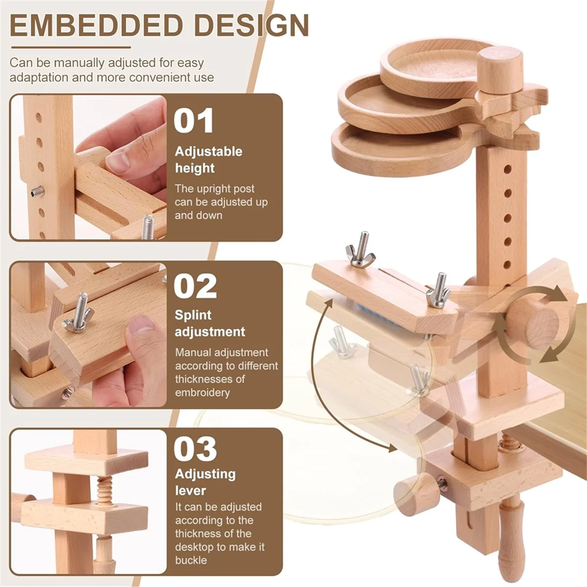 Y31A Embroidery Hoop Stand, Adjustable Embroidery Frame Stand, Easy Assembly Embroidery Table Stand for Sewing Arts Crafts