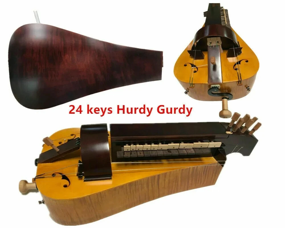 Hand Made 6 strings 24 keys Hurdy Gurdy,Pretty Maple wood #2