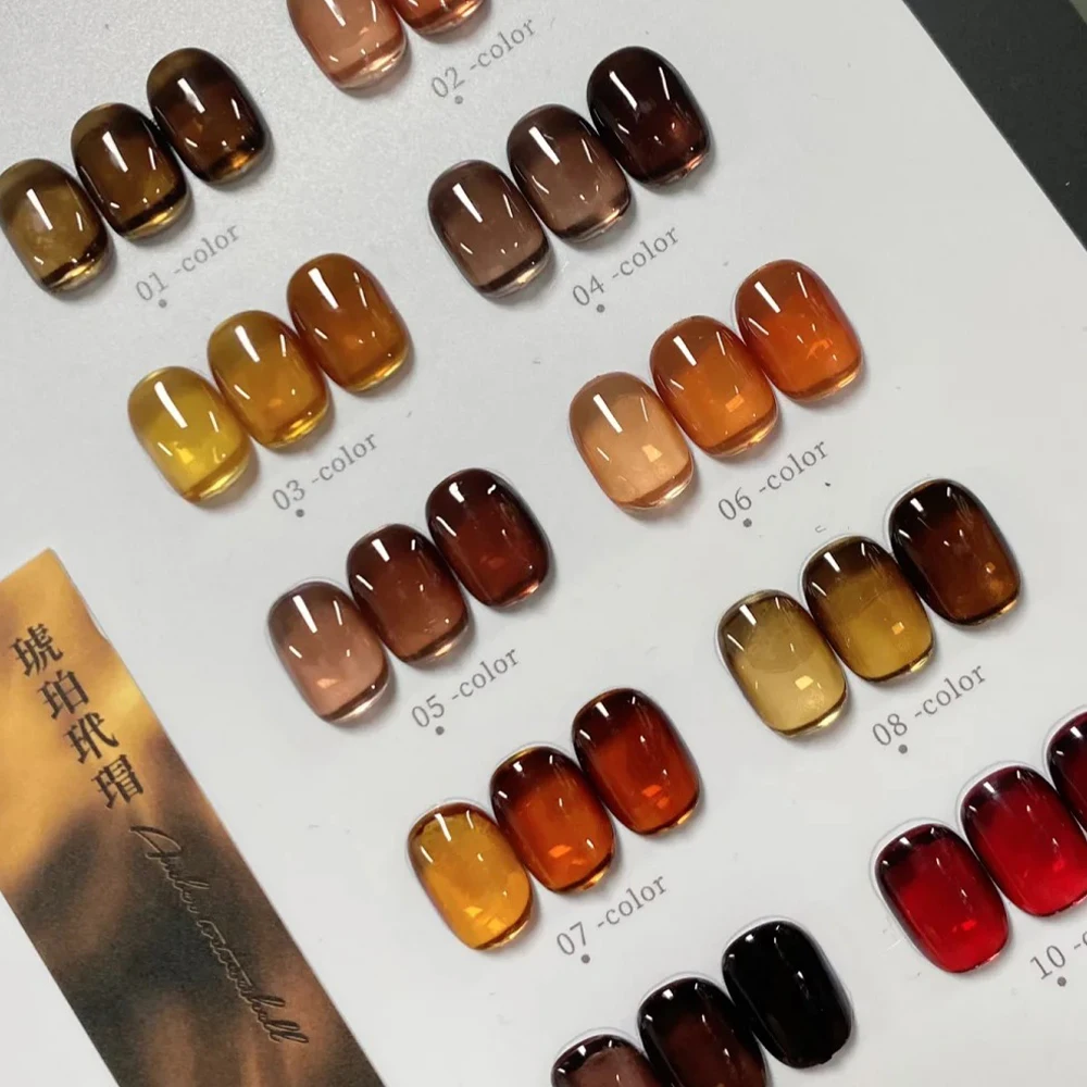 Esmalte de uñas de Gel de otoño ámbar de Jade, 5g/1 tarro, translúcido, naranja, marrón, degradado, puesta de sol, arte de uñas en Gel, ámbar, esmalte de uñas en remojo