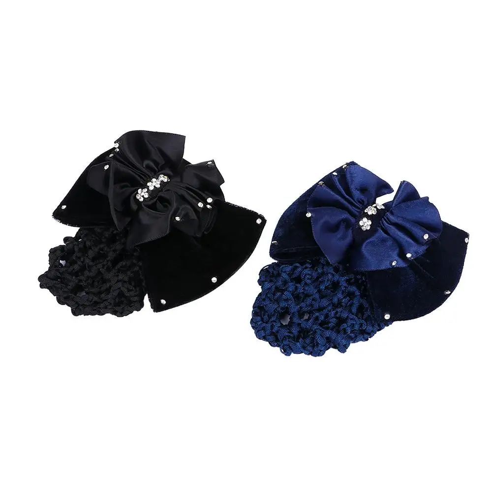 

Charm Lady Satin Rhinestone Barrette Net Bun Snood Bowknot Hair Accessories Hair Clip Cover