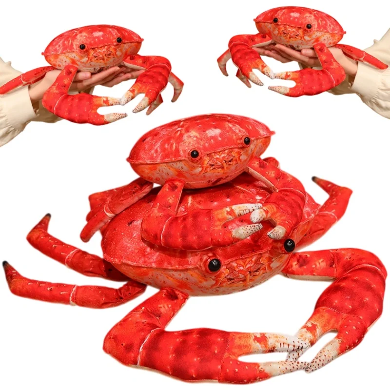 Simulation Kawaii Crab Plush Toy Real Like Swimming Crab King Crab Pillow Stuffed Soft Sofa Cushion Creative Birthday Gift Decor