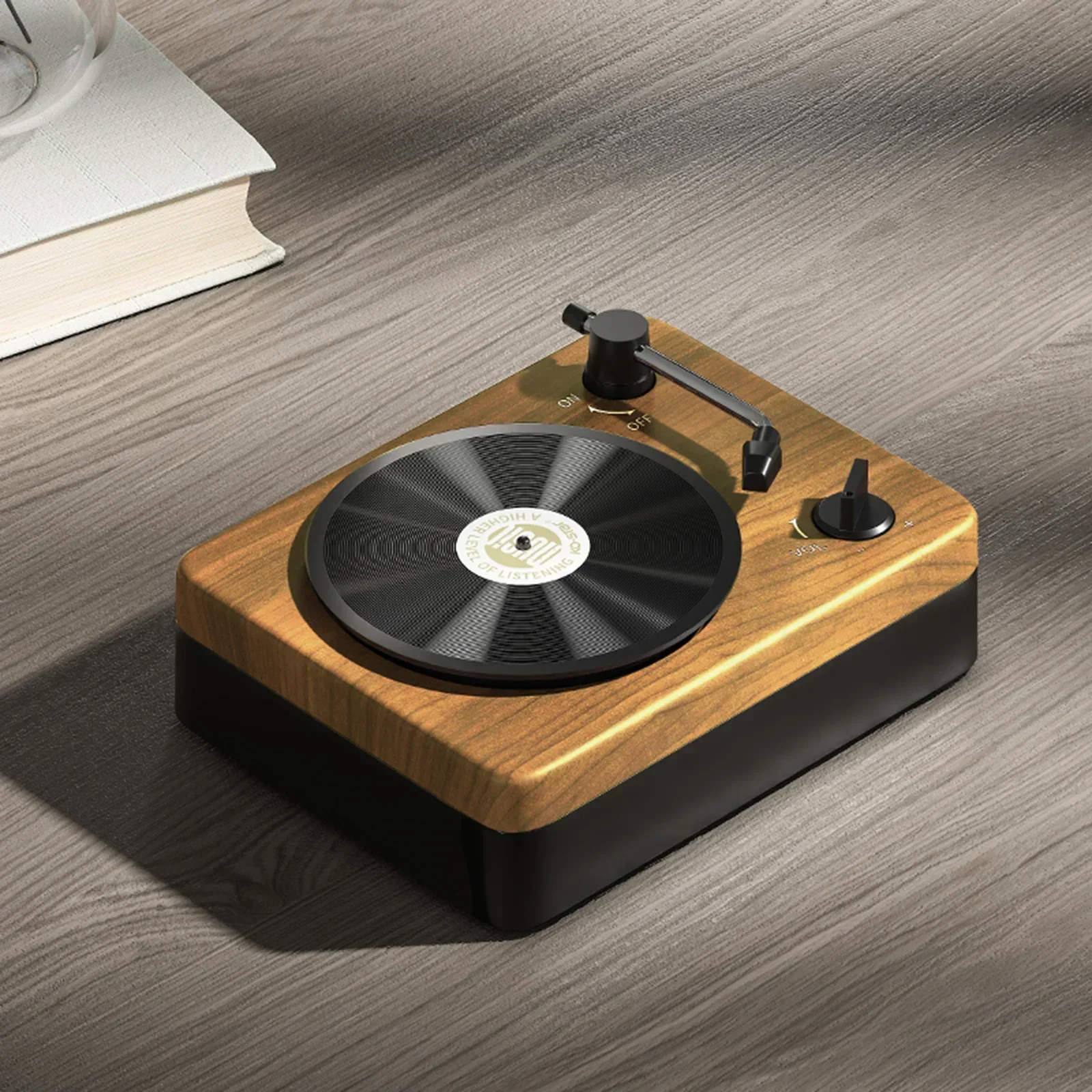 

Speaker Mini Bluetooth Portable Wireless Speaker with Vintage Record Player Design AUX IN/TF Card Playback Rechargeable