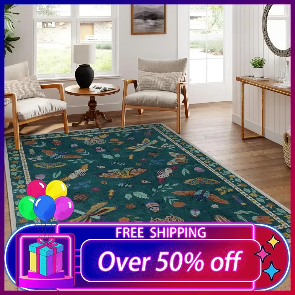 

Insect Print Area Rugs 8x10,Non Slip Washable Rugs for Living Room Rug,Soft Modern Bedroom Rug Under Bed Ultra-Thin Large Carpet