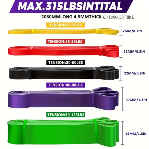 Imagen 2 del producto Bandas de resistencia, bandas de resistencia apilables de TPE para entrenamiento de fuerza, fitness, entrenamiento, estiramiento, gimnasio en casa y más