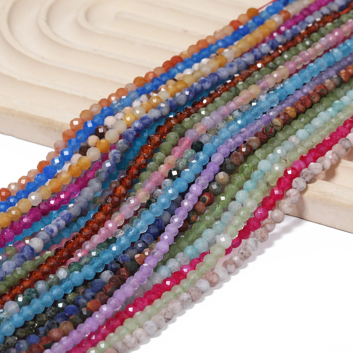 2/3/4mm Facettierte Kleine Perlen Natürlicher Amazonit Granat Turmalin Morganit Steinperlen für Schmuckherstellung DIY Zubehör Großhandel – Detail 9