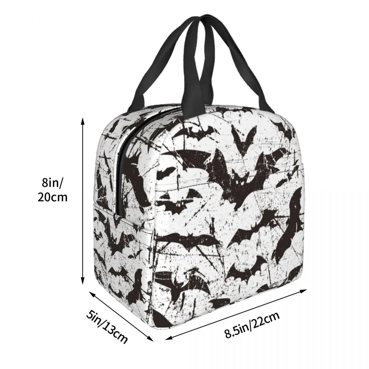 Halloween Bats Lunch Bag Portable Insulated Canvas Cooler Thermal Food Picnic Tote for Women Girl