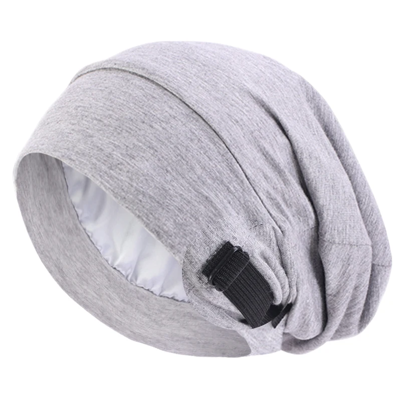 Unisex Baggy Hut Doppelschicht Satin Futter Nacht Muslim Schlafmütze Damen Elastisch Verstellbare Beanie Headwrap Haarpflege Chemo Cap – Detail 9