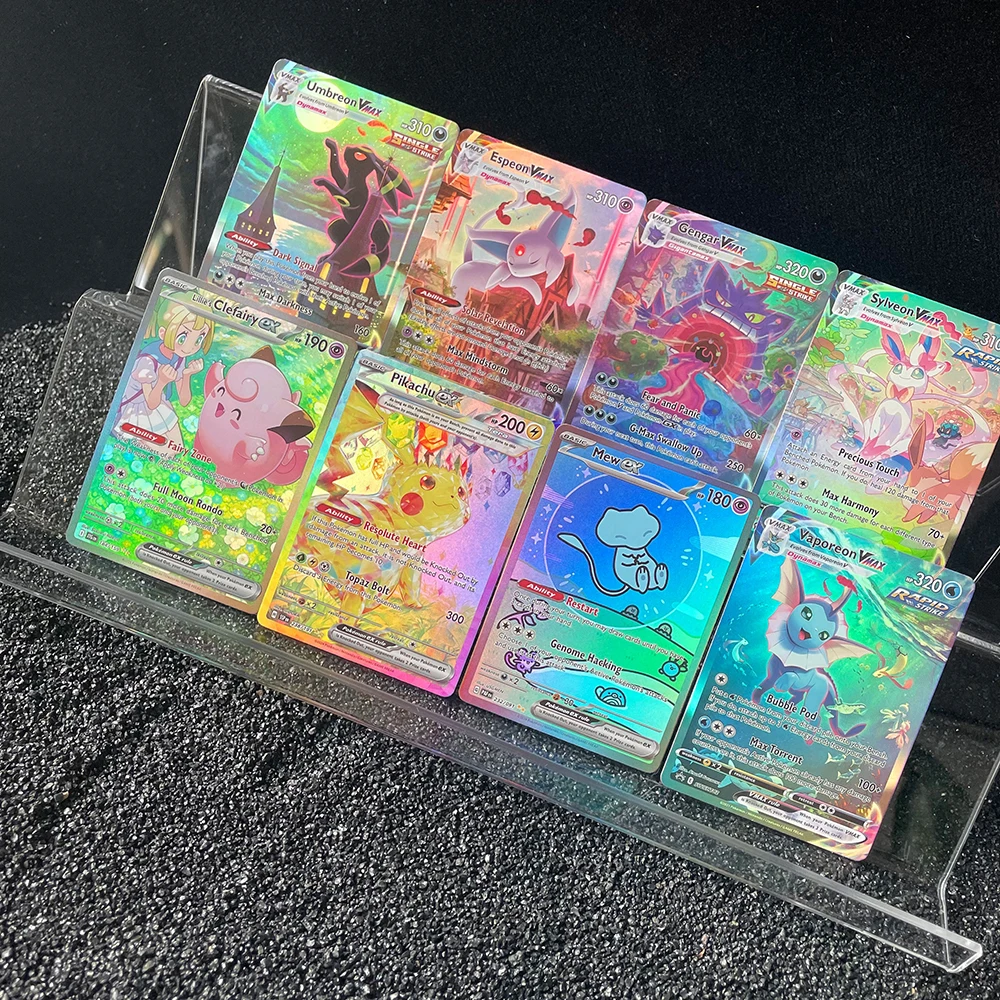 أنيمي PTCG بطاقة التداول Vaporeon Lillies Clefairy Ex Gengar Vmax قاعدة المجسم لعبة جمع بطاقة المشجعين لعبة هدايا العيد