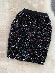 Fashion Women Skirts Sequin Bodycon Pencil Mini Skirt Short Wrap Skirt Streetwear Party Simple Spring Tunic GD638