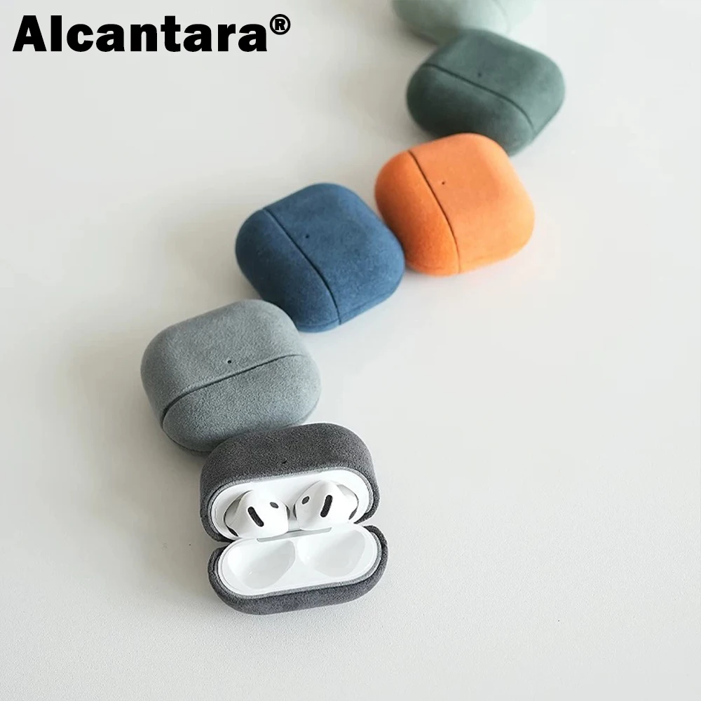 

100% кожаный чехол ALCANTARA для AirPods Pro 3 Pro3, роскошные замшевые кожаные чехлы для AirPod 4 Pro 3 2, меховой чехол для гарнитуры