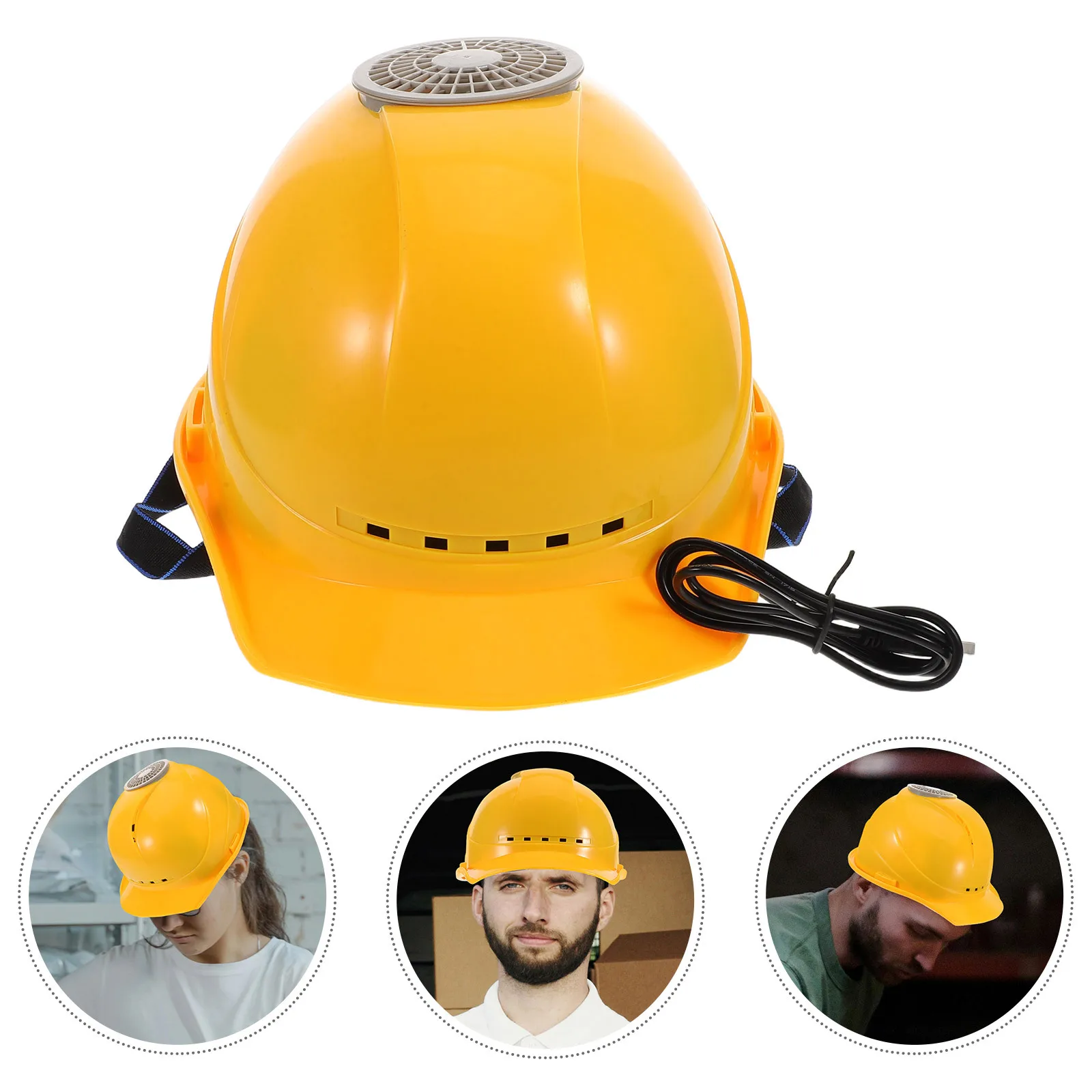 

USB Charging Fan Hat Yellow Multi-Functional Construction Cooling Safety V-Shaped Air Condition Cap Summer