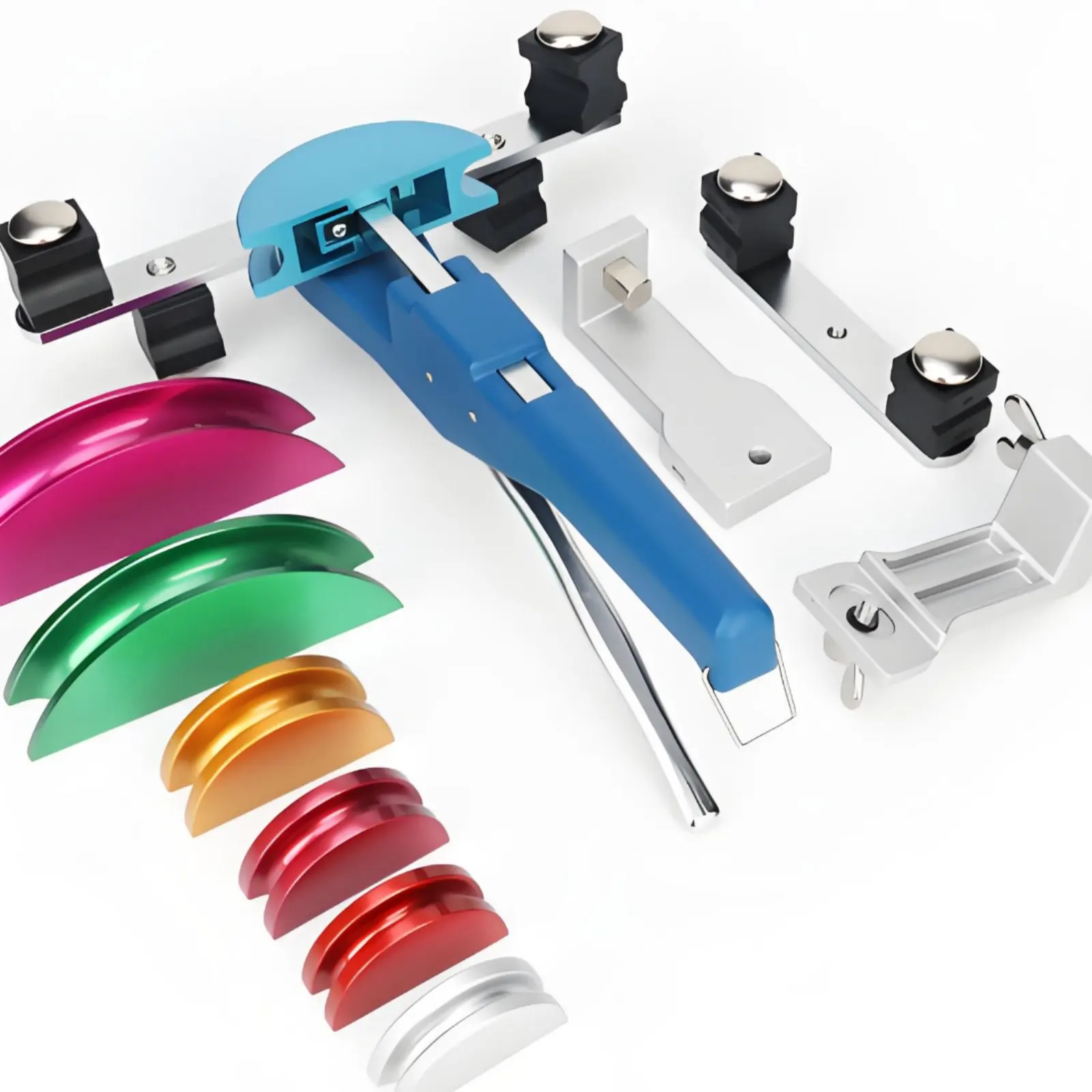 Manual Tube Bender Set Compact Design Manual Pipe Bender Pipe Bending Tool Kit Color-Coded Heads Easy Setup for Plumbing, Repair