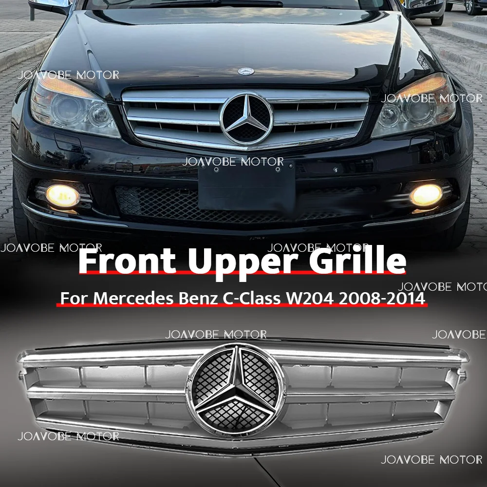 

Chrome Silver Sport Style Front Grille W/Chrome Silver LED Emblem For Mercedes Benz C-Class W204/S204/C204 2008-2014