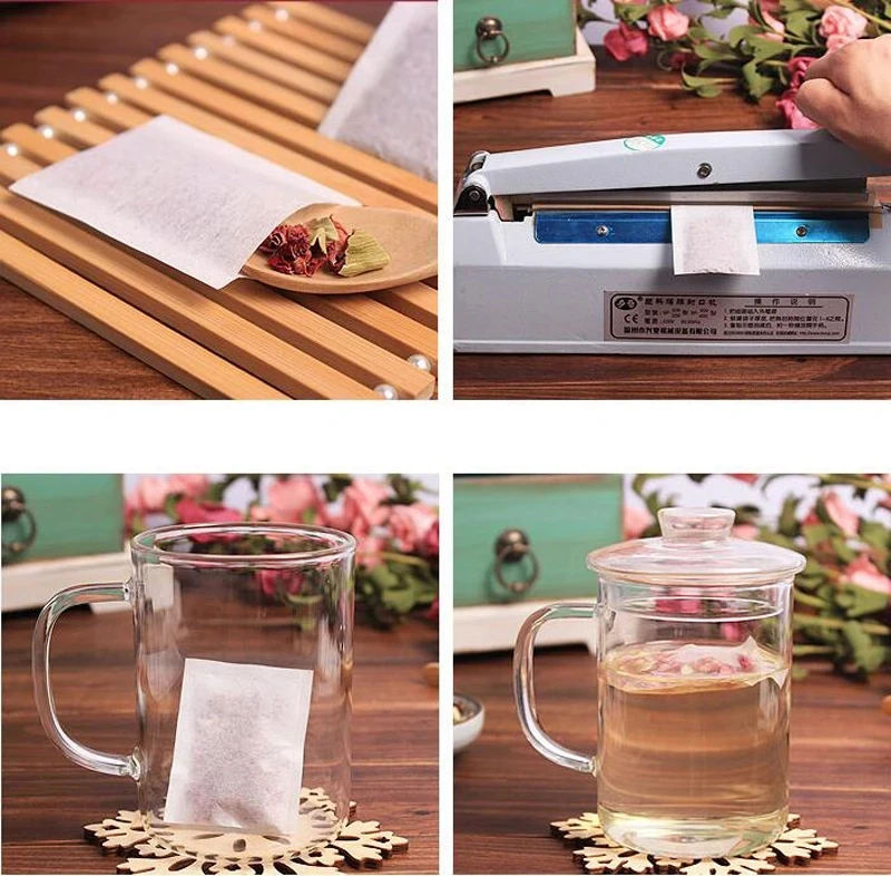 500pcs Disposable Heat Sealed Tea Bags Multi Size Empty Filter Bag Coffee Powder Herbal Medicine Biodegradable Filter Paper Bag