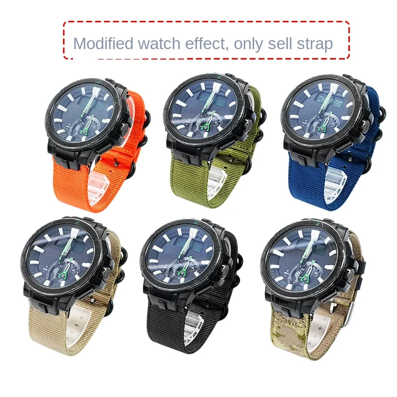 النايلون حزام ساعة اليد ل كاسيو PROTREK 5480 PRW-7000 PRW7000FC PRW-7000X تعديل حزام الساعات الرياضة مقاوم للماء تنفس سوار