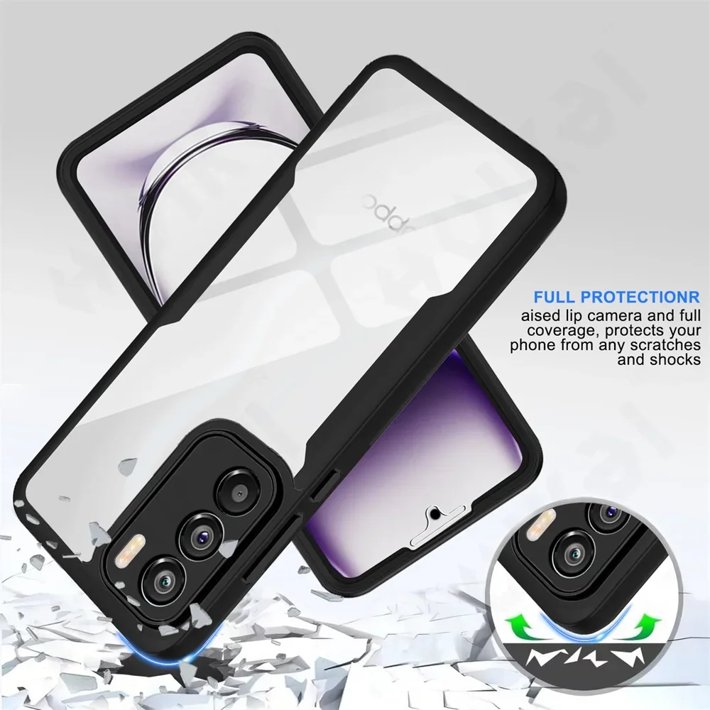 Case For OPPO Reno 12 Pro 4G 5G 360 Full Shockproof Silicone Screen Protection Phone Cover