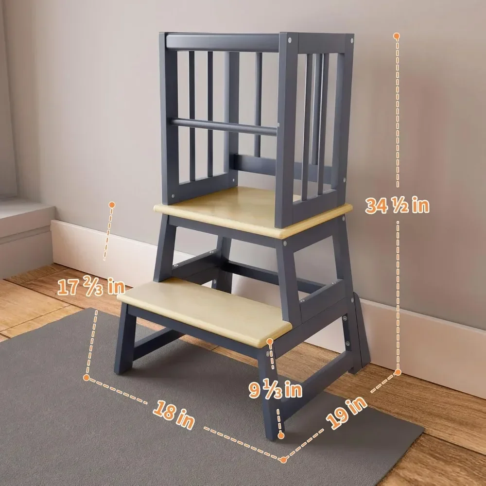 

Customizable Kids Kitchen Step Stool, Toddler Montessori Learning Standing Tower, Ideal Toddler Kitchen Stool Helper For Bathroo