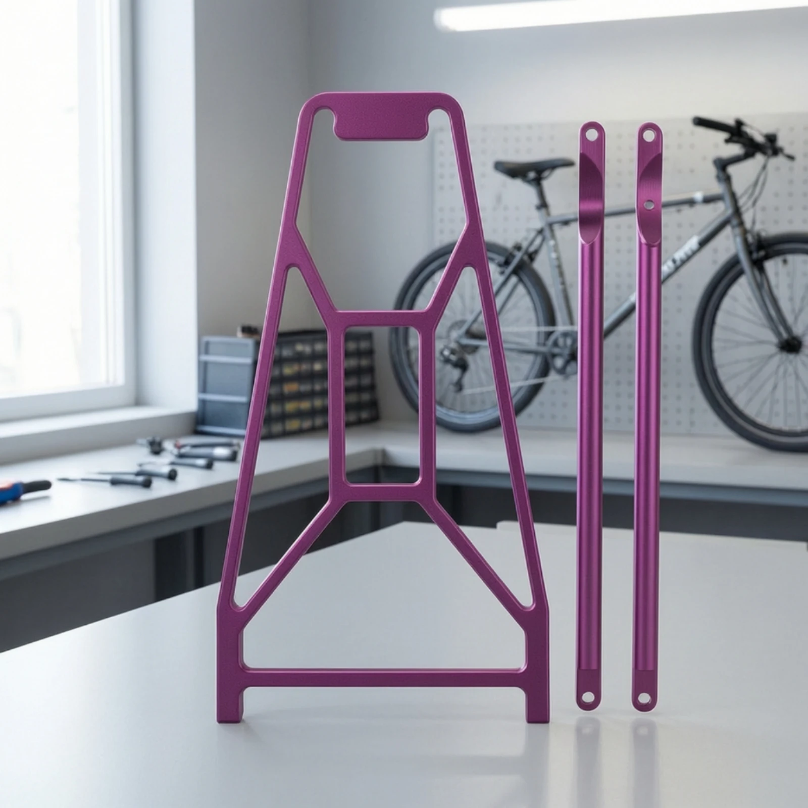 Rear Cargo Rack with Mounting Struts Rigid Rear Bike Rack Carrier Strong Sleek for Commuters, Folding Bikes