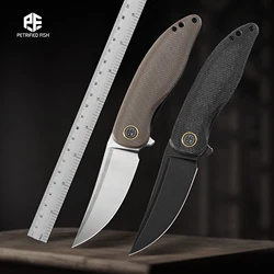 Petrified Fish PFP06 Pocket Folding Knife K110 Steel Blade Micarta Handle Ceramic Ball Bearing Outdoor Camping EDC Handle Tool