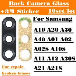 10set Back Camera Glass Lens For Samsung A10 A20 A30 A40 A02S A10S A21S A01 A11 A12 A21 Rear Glass With 3M Sticker Adhesive