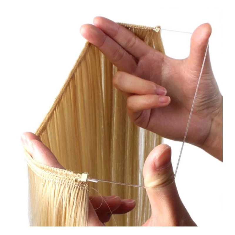 وصلات شعر صناعية غير مرئية بطول 60.96 سم، بدون مشبك مع خط سري، سهل التركيب على شعر هالة للنساء