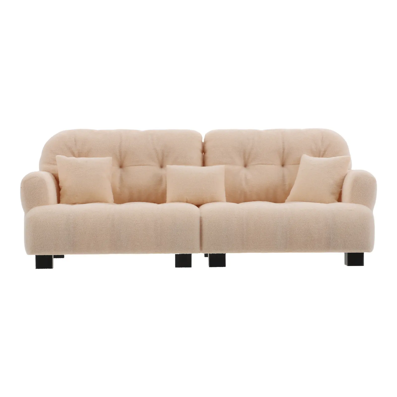 Miniature Sofa 1:30 Scale Tiny Sofa with Flannel Upholstery Realistic Miniature Living Room Furniture Dollhouse Decor