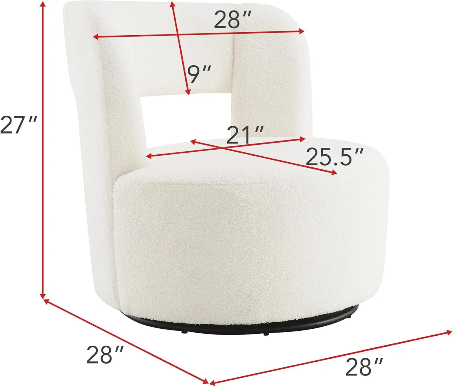 Swivel Barrel Chair With Soft Teddy Fabric, Comfy Round Accent Chair For Living Room, Upholstered Performance Fabric For Living