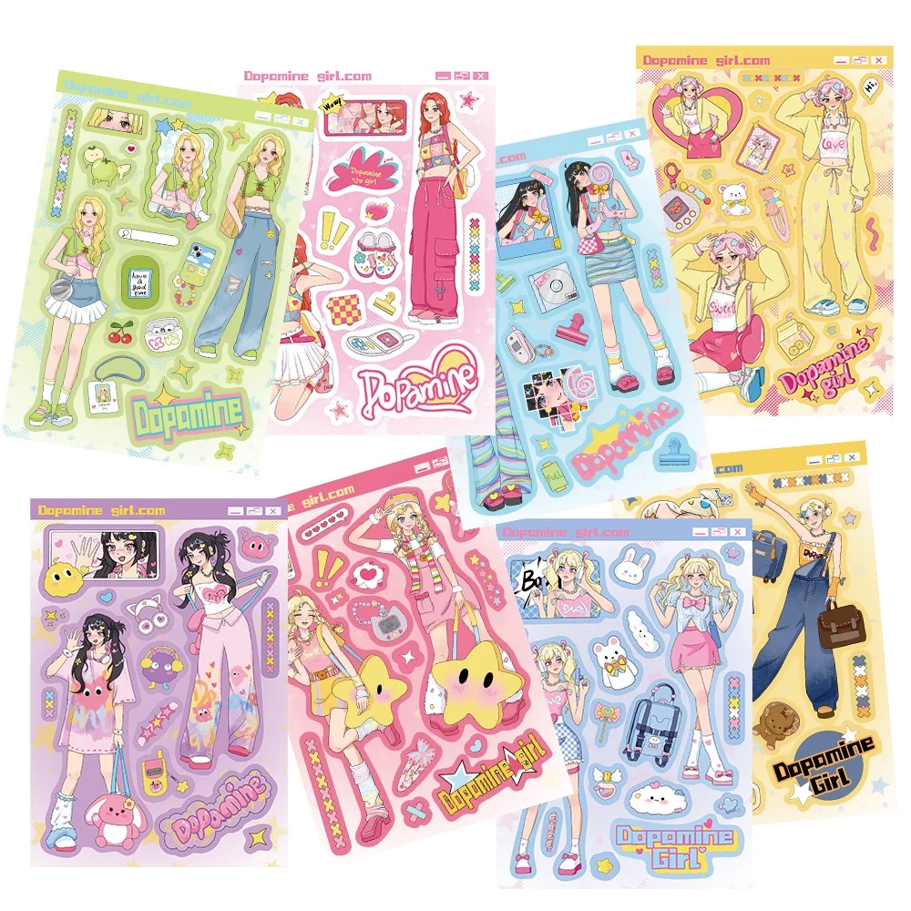 

8 шт. оригинальные наклейки с допамином для девочек Guka, сделай сам, наклейки для шлема, велосипеда, ручной пенал, наклейки BulingBulingStickers Store