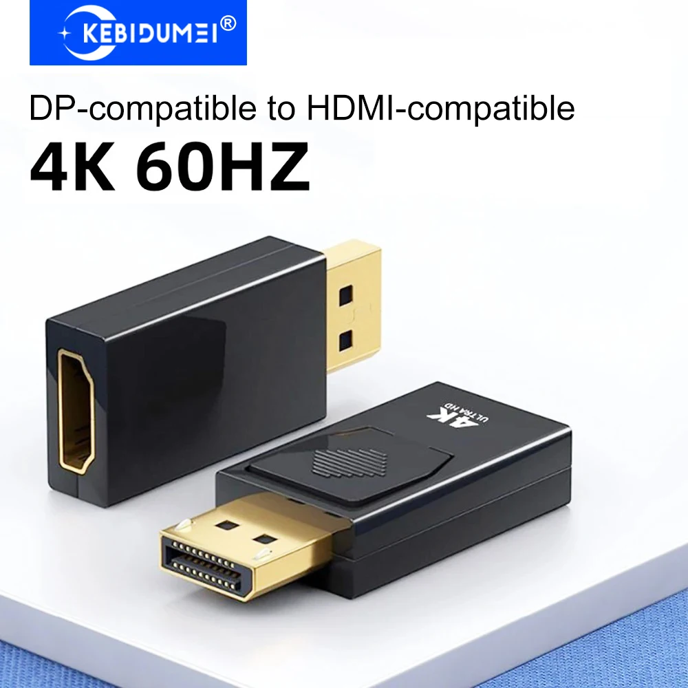 Dp-compatível com adaptador hdmi 4k 60hz dp-compatível com conversor hdmi macho para hdmi fêmea vídeo áudio cabo hd para pc tv laptop