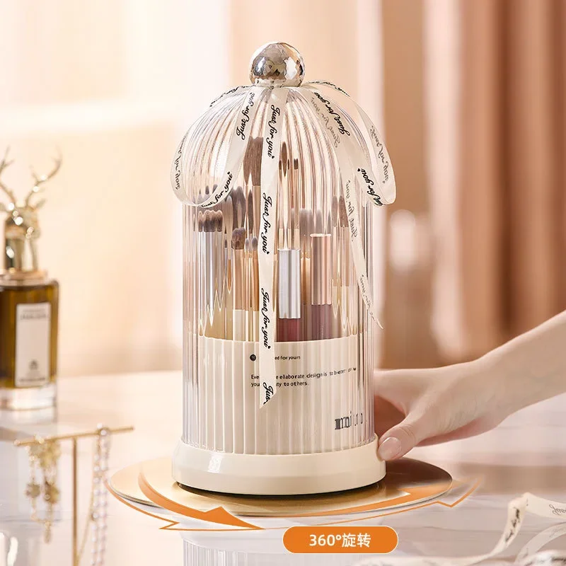 

Вращающийся на 360° настольный органайзер для косметики, большой емкости, для ванной комнаты, портативный, для помады, кистей для макияжа и ручек