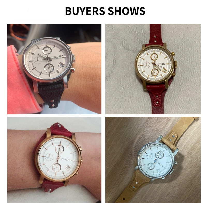 Fossil Es4114 Es4113 Es3625 Es3616 퀵 릴리스 정품 가죽 시계 밴드 18mm 여성용 스트랩 소 가죽 팔찌 액세서리