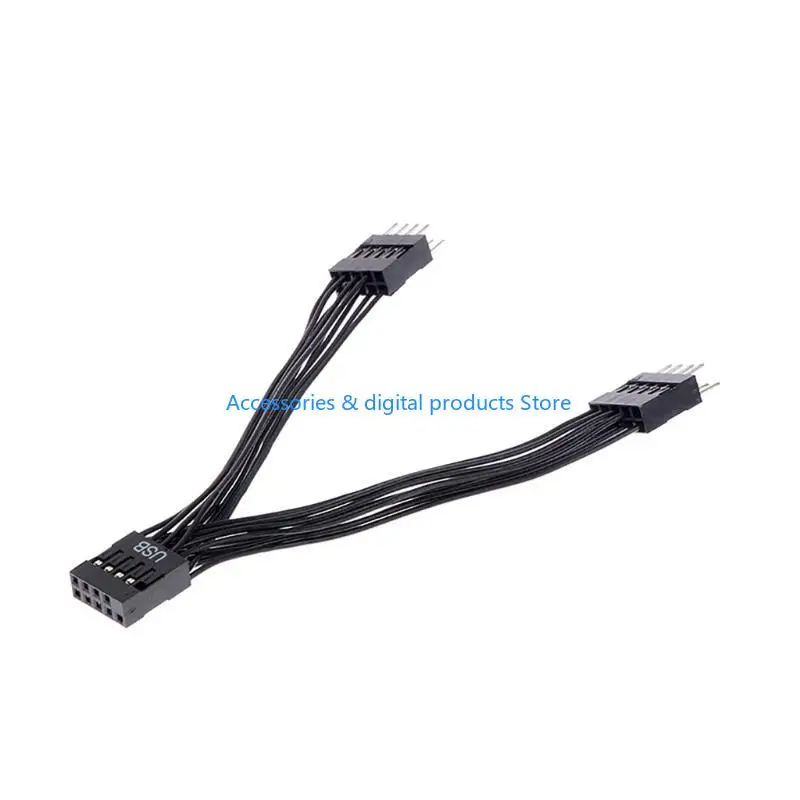 77JD Computer Motherboard Usb Expansion Cable Usb 9-pin One-in-two Splitter All-black