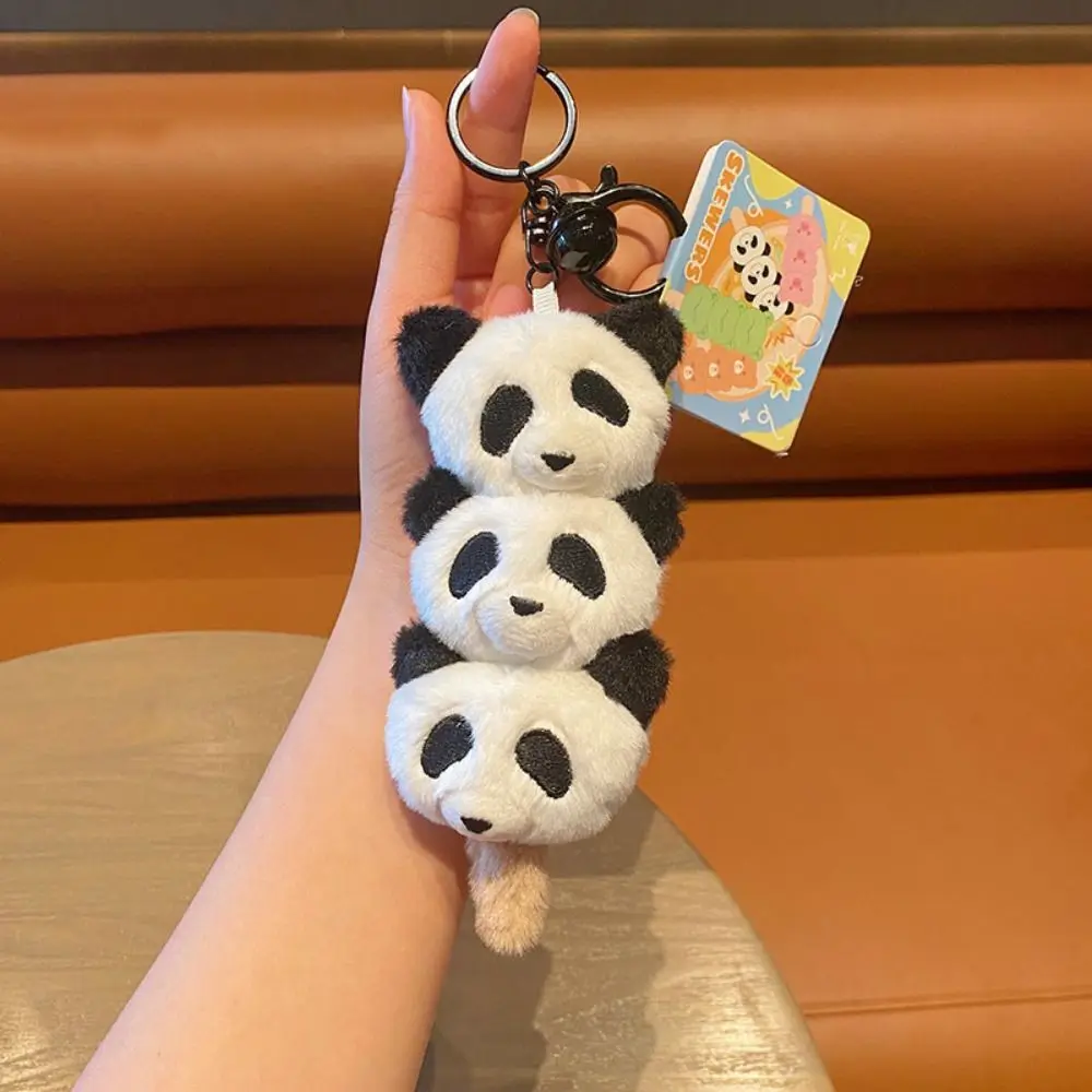 Tanghulu Shape String Panda Keychain Sugar Gourd Cartoon Plush Bear Head Pendant Frog Stuffed Doll Ice Cream Animal Keychain